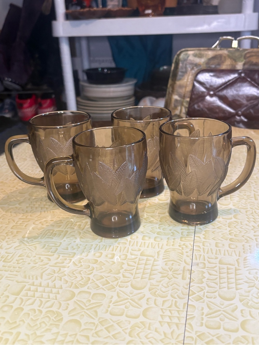 Vintage Classic Smoky Glass Mugs - Set of 4